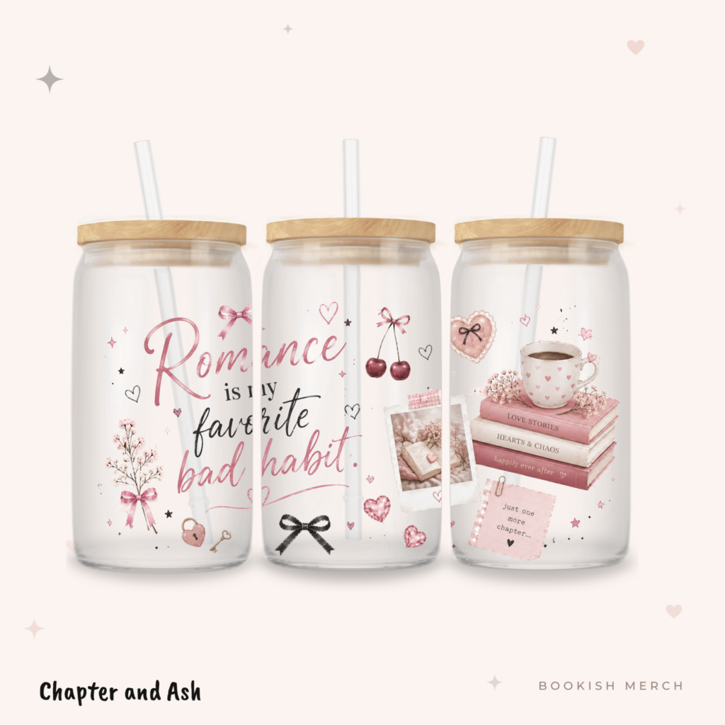 Romance Bad Habit Dosenglas aus Glas, 470 ml, mit Motiv in Rosa, Altrosa, Gold