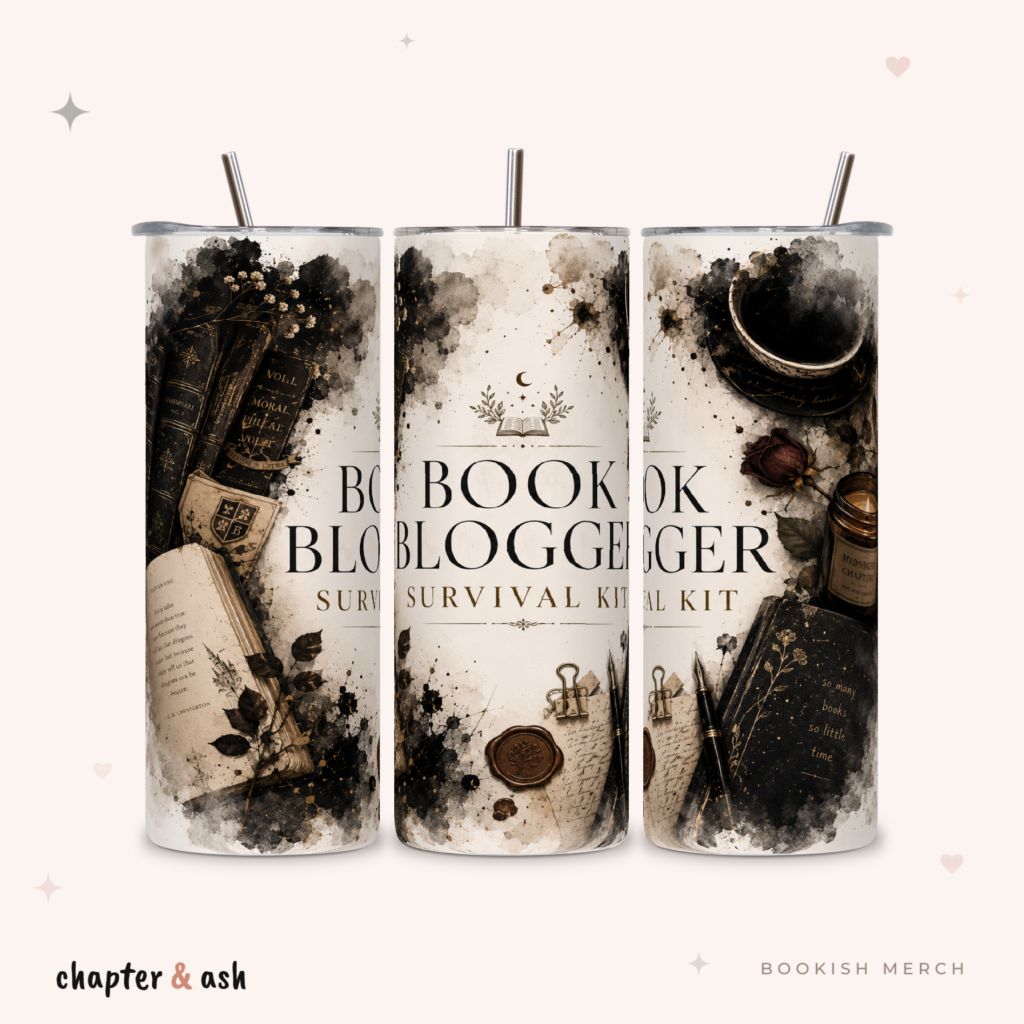 Book Blogger Survival Kit Thermobecher aus Edelstahl, 590 ml, mit Motiv in Sepia, Schwarz, Creme