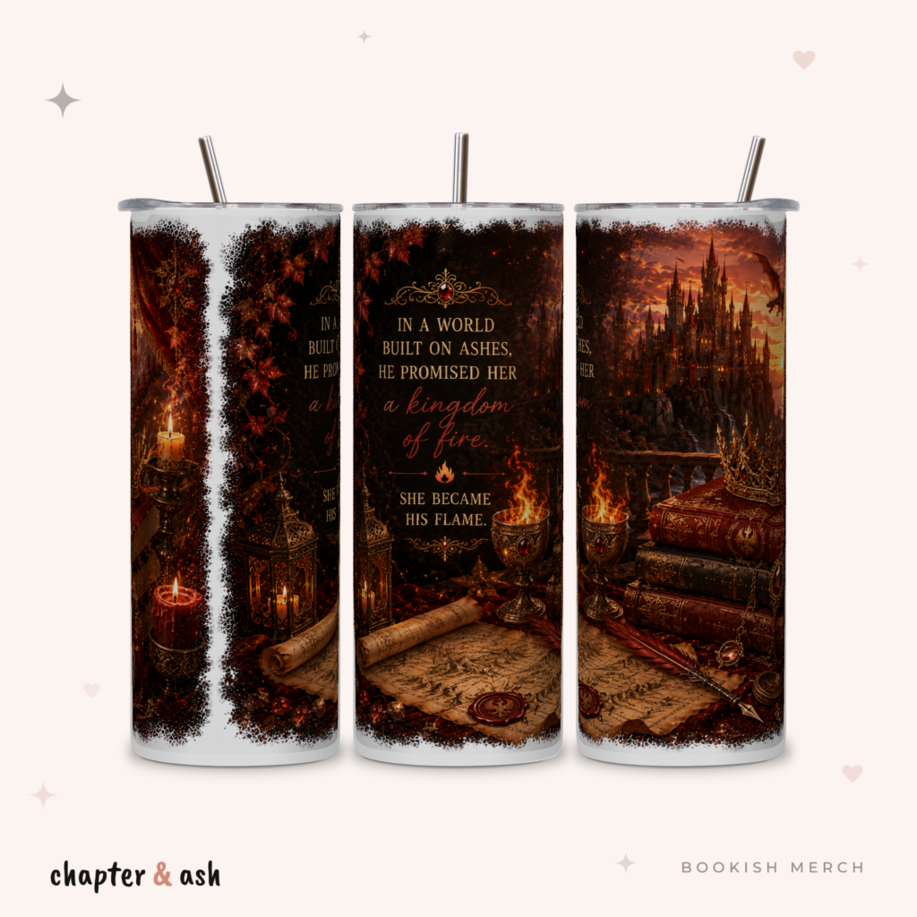 Kingdom of Fire Thermobecher aus Edelstahl, 590 ml, mit Motiv in Schwarz, Bordeaux, Rostrot