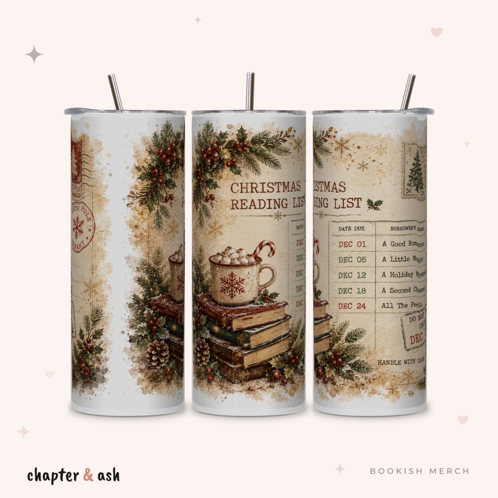 Christmas Reading List Thermobecher aus Edelstahl, 590 ml, mit Motiv in Creme, Weiß, Sand