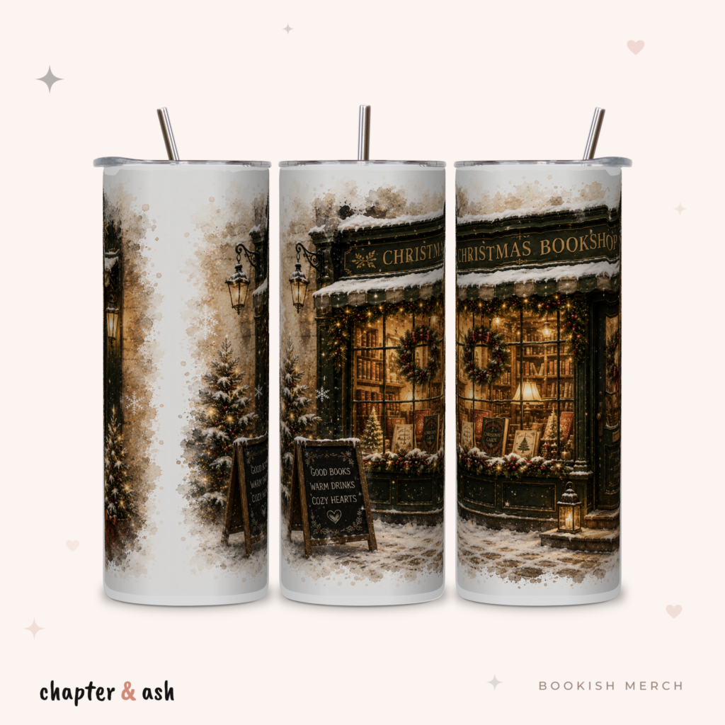 Christmas Bookshop Thermobecher aus Edelstahl, 590 ml, mit Motiv in Schwarz, Dunkelbraun, Weiß