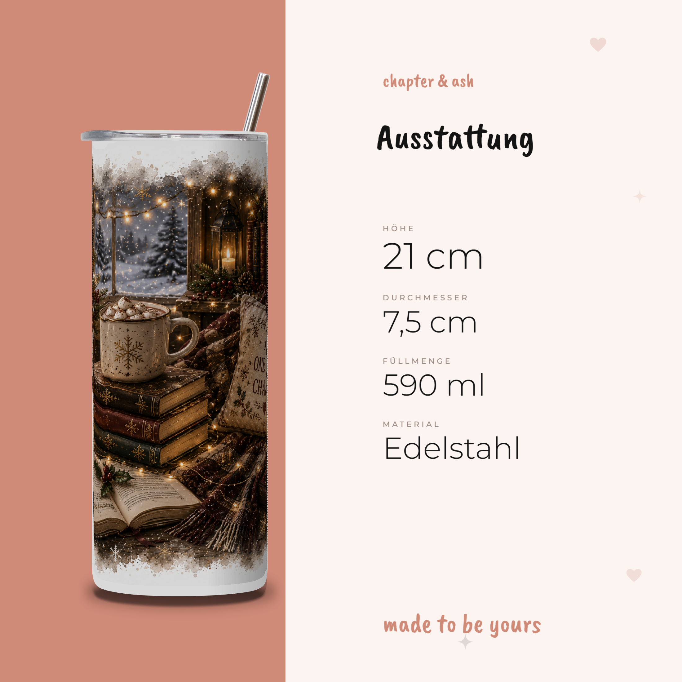 Just One More Chapter Thermobecher, Ausstattung: 21 cm hoch, 7,5 cm Durchmesser, 590 ml, Edelstahl