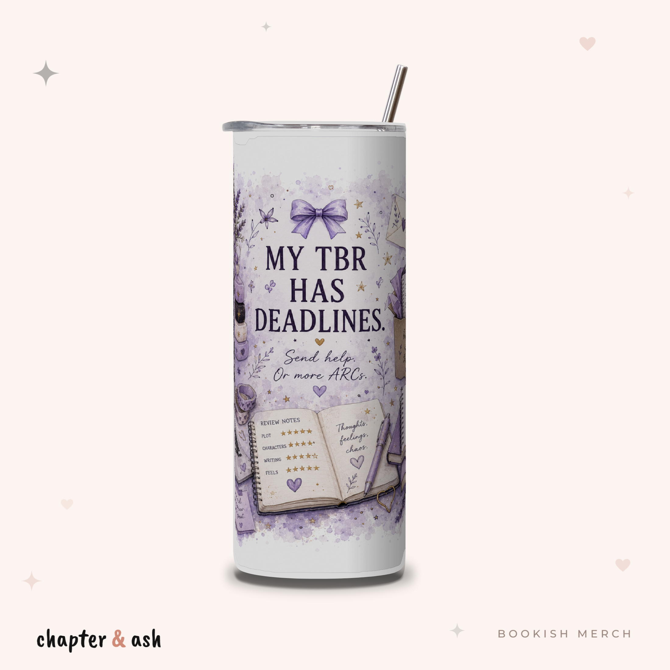 TBR Has Deadlines Thermobecher mit Deckel und Edelstahlstrohhalm