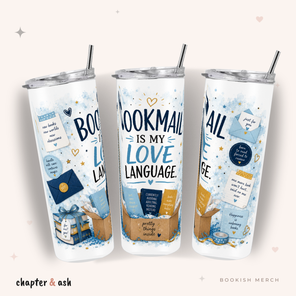 Bookmail Love Language Thermobecher, 590 ml, mit Deckel und Edelstahlstrohhalm