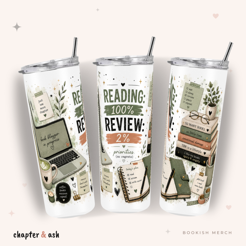 Reading vs Review Thermobecher, 590 ml, mit Deckel und Edelstahlstrohhalm
