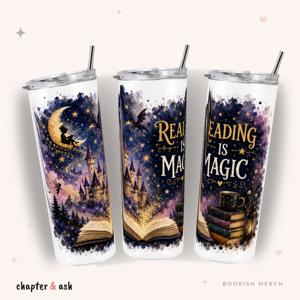 Reading is Magic Thermobecher, 590 ml, mit Deckel und Edelstahlstrohhalm
