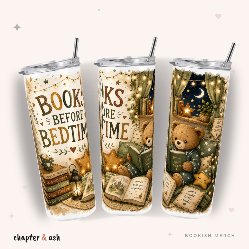 Books Before Bedtime Thermobecher, 590 ml, mit Deckel und Edelstahlstrohhalm