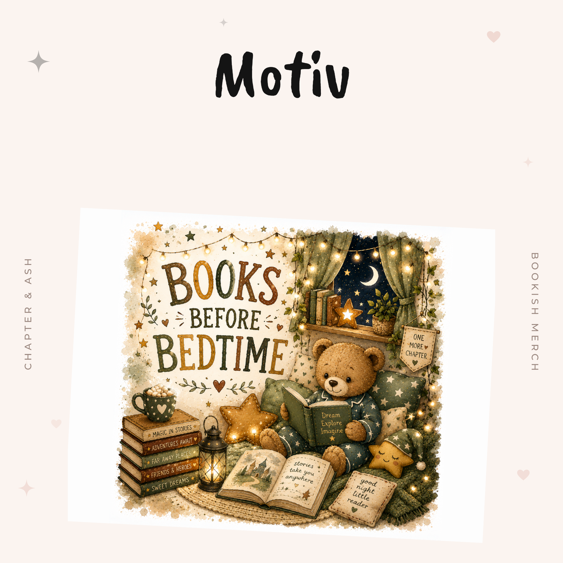 Books Before Bedtime Thermobecher, Motivansicht von Chapter and Ash