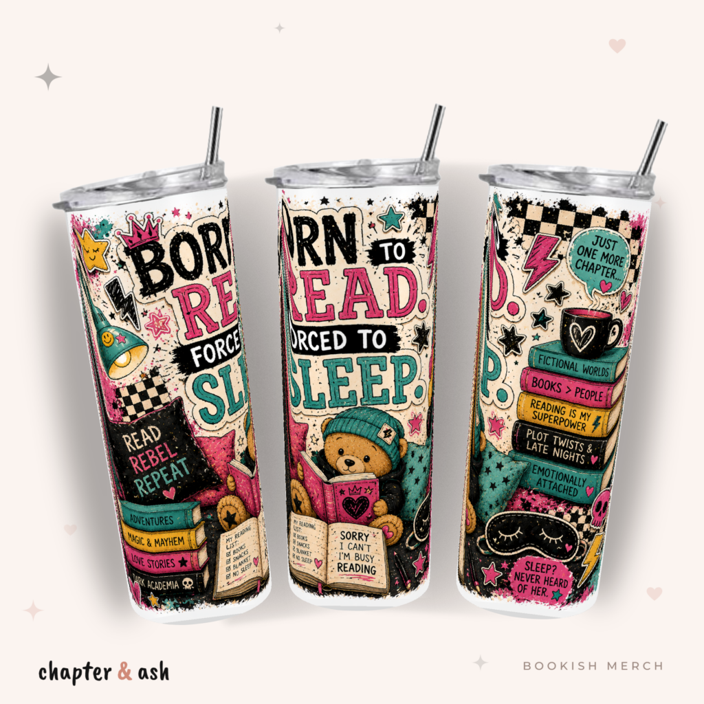 Born to Read Thermobecher aus Edelstahl, 590 ml, mit Motiv in Schwarz, Pink, Creme