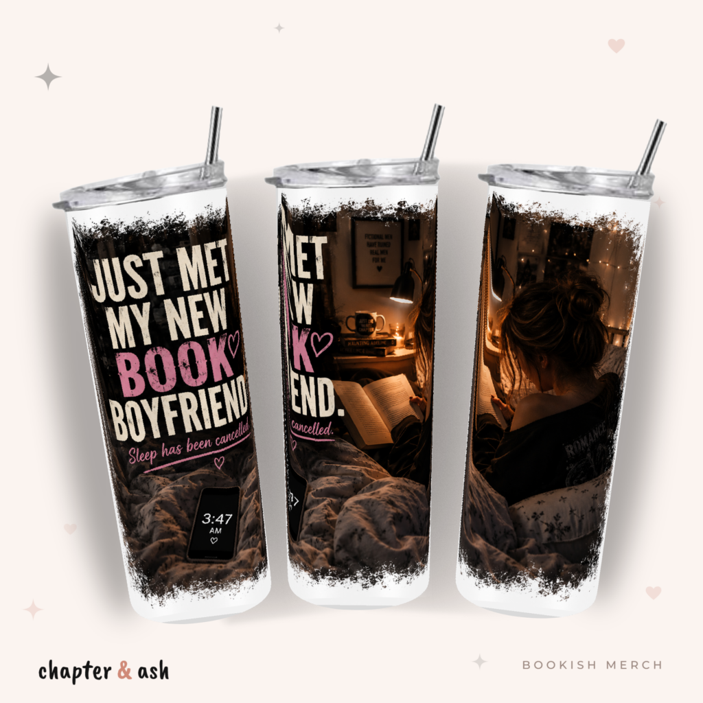 New Book Boyfriend Thermobecher aus Edelstahl, 590 ml, mit Motiv in Schwarz, Dunkelbraun, Weiß
