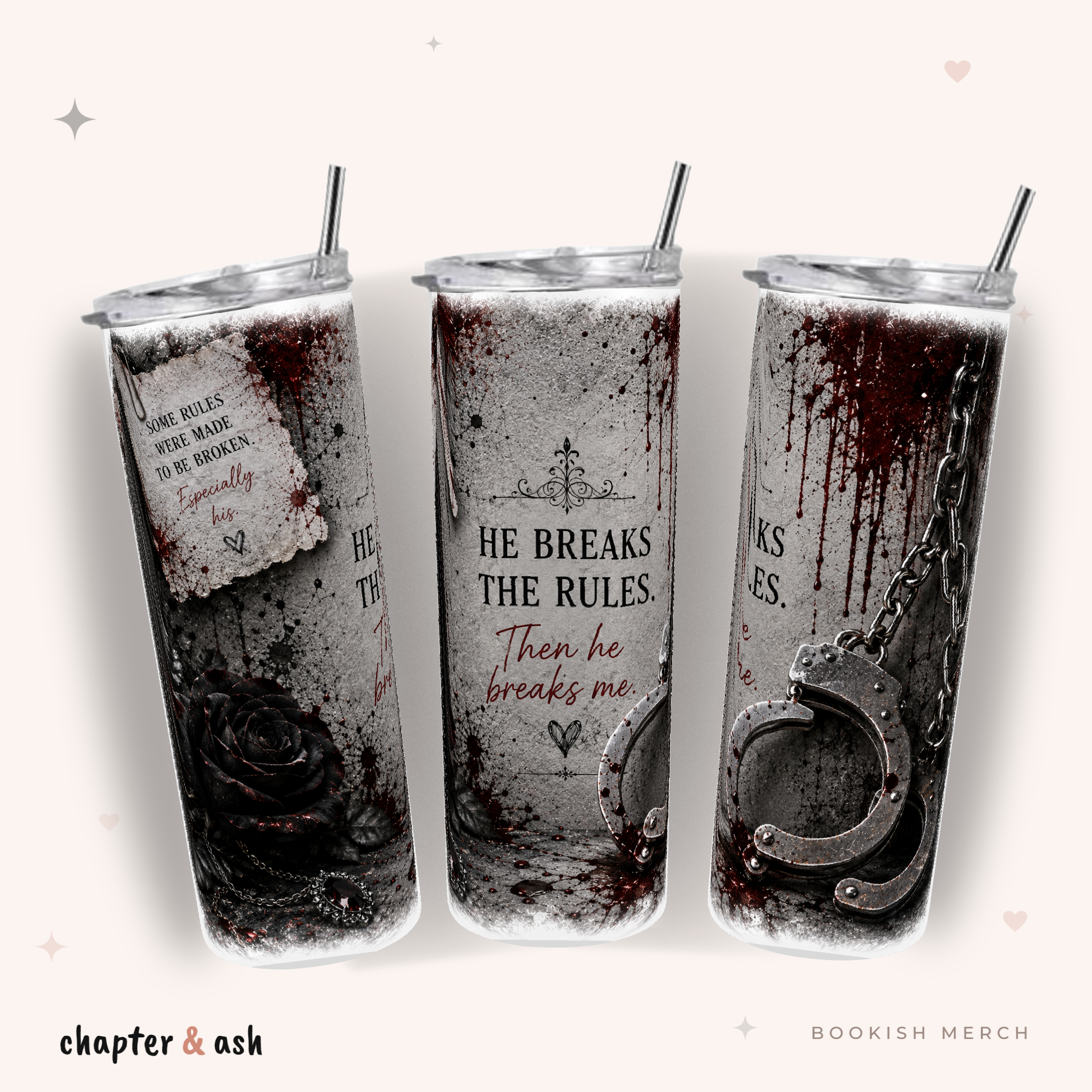 He Breaks The Rules Thermobecher aus Edelstahl, 590 ml, mit Motiv in Schwarz, Grau, Dunkelgrau