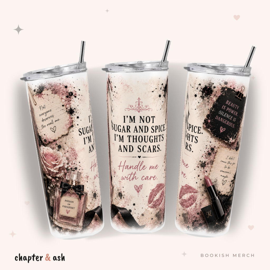 Thoughts and Scars Thermobecher aus Edelstahl, 590 ml, mit Motiv in Creme, Schwarz, Weiß