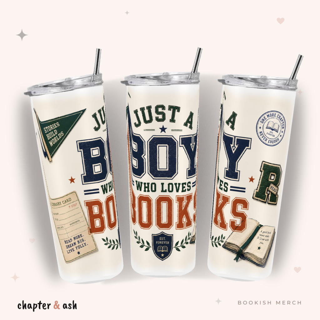 Just a Boy Who Loves Books Thermobecher, 590 ml, mit Deckel und Edelstahlstrohhalm