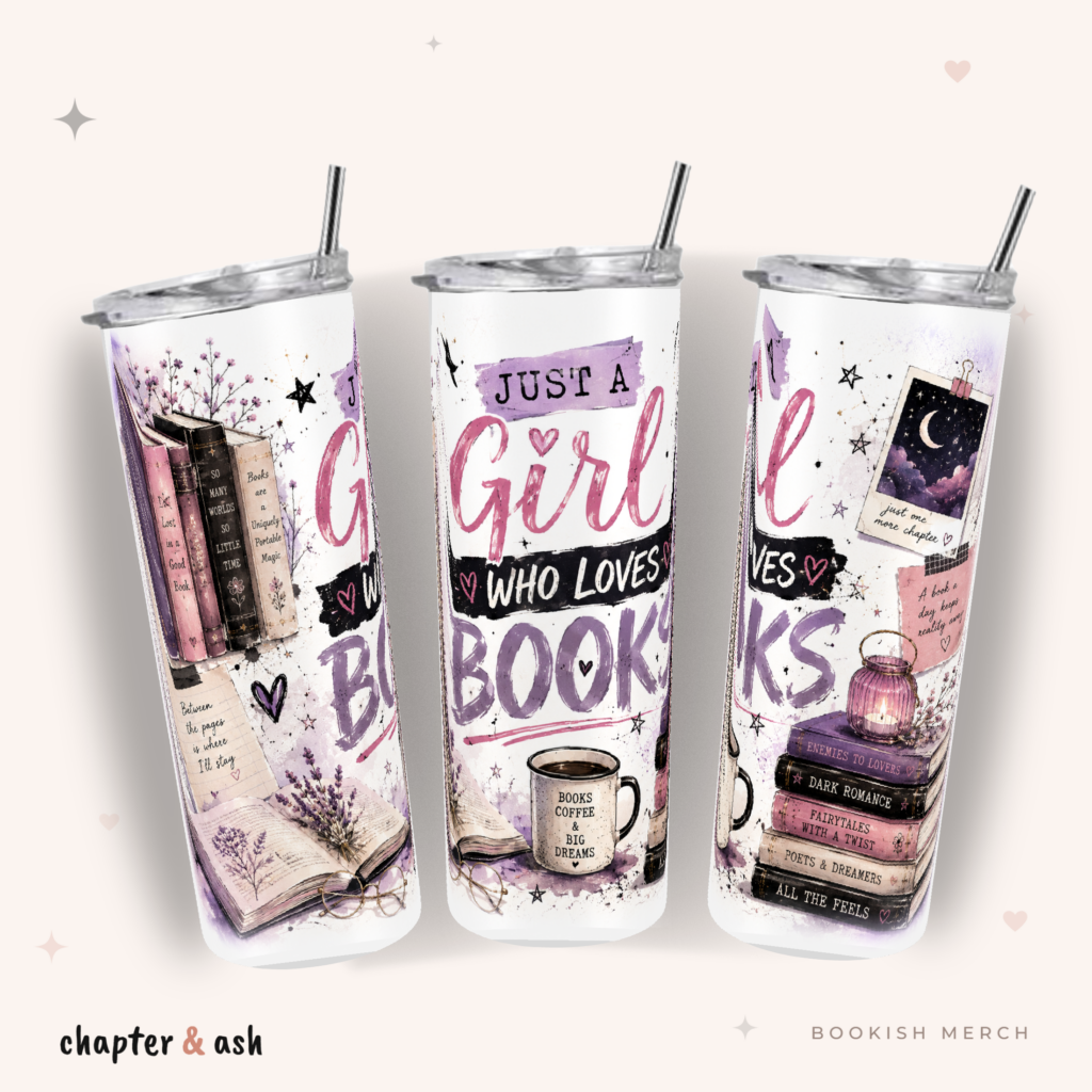 Just a Girl Who Loves Books Thermobecher, 590 ml, mit Deckel und Edelstahlstrohhalm
