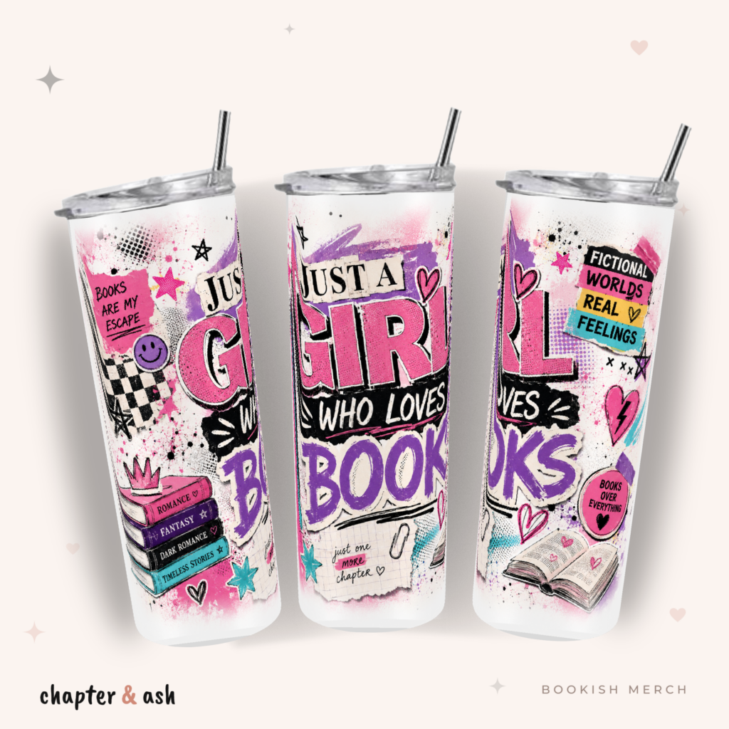 Just a Girl Who Loves Books Thermobecher, 590 ml, mit Deckel und Edelstahlstrohhalm