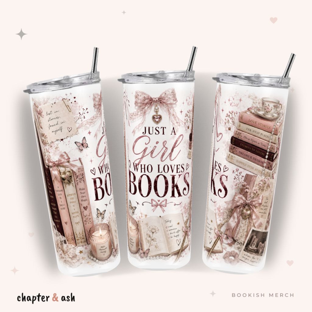 Just a Girl Who Loves Books Thermobecher, 590 ml, mit Deckel und Edelstahlstrohhalm