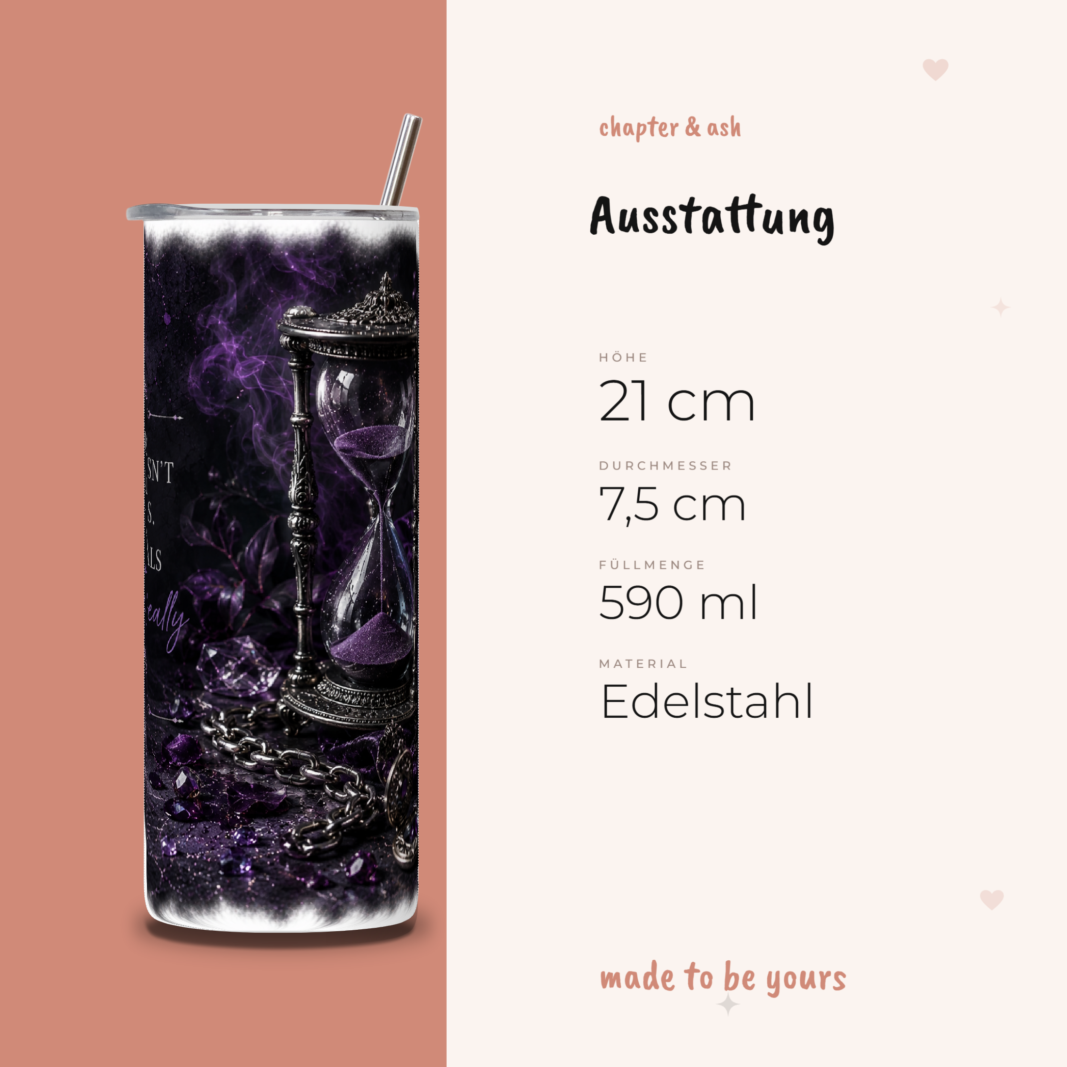 Time Reveals Thermobecher aus Edelstahl, 590 ml, mit Motiv in Schwarz, Violett, Silber