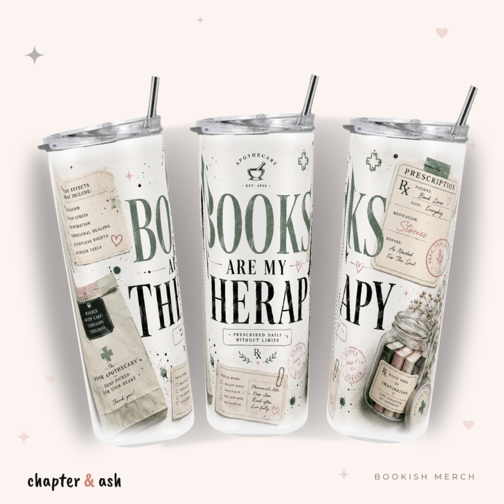 Books Are My Therapy Thermobecher, 590 ml, mit Deckel und Edelstahlstrohhalm